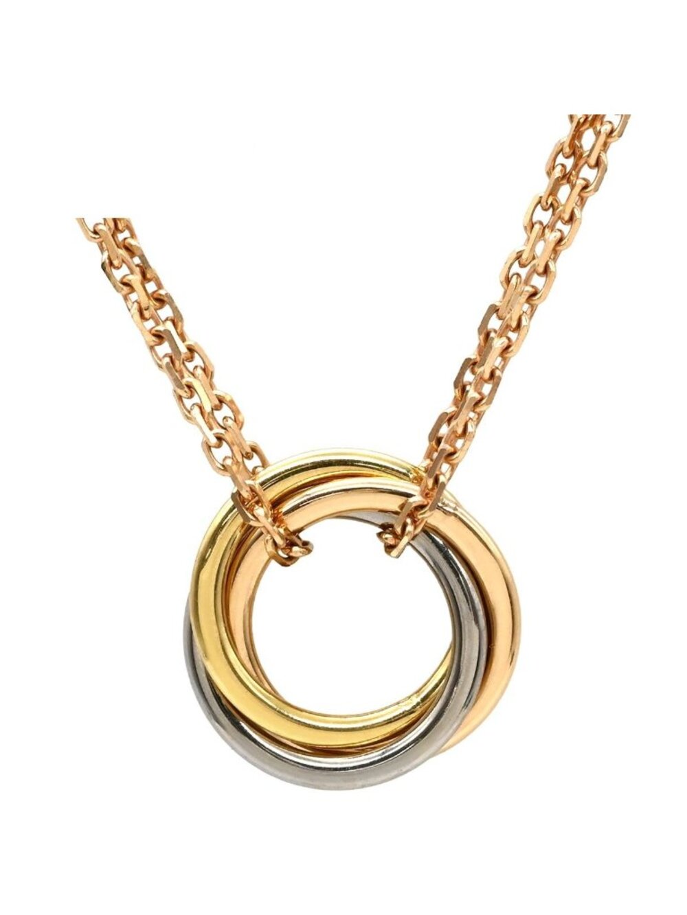 Cartier Necklace Sweet Trinity Double Chain Yellow Gold White Pink 18k